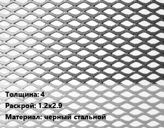 Лист просечно-вытяжной 4 1.2х2.9 черный стальной